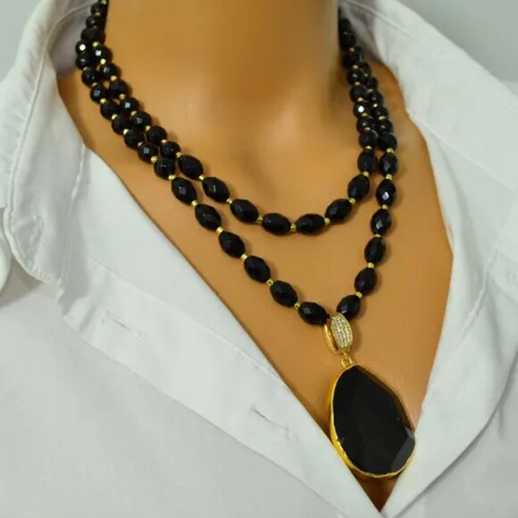 Black Onyx Statement Necklace - Picture 1 of 1